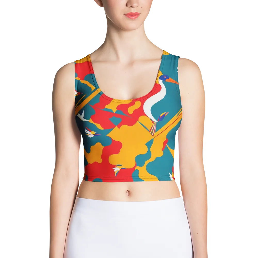 Harlequin Aviary on Crop Top — Front