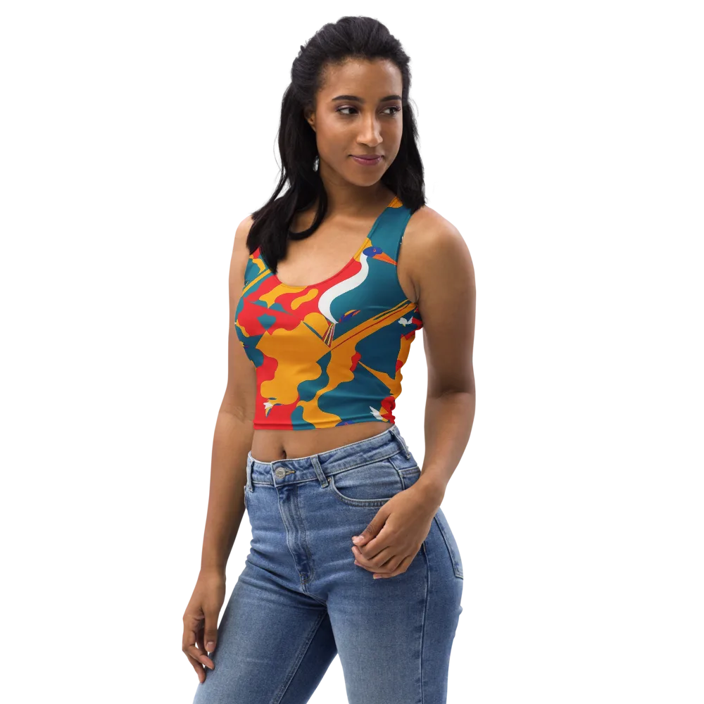 Harlequin Aviary on Crop Top — Left Front