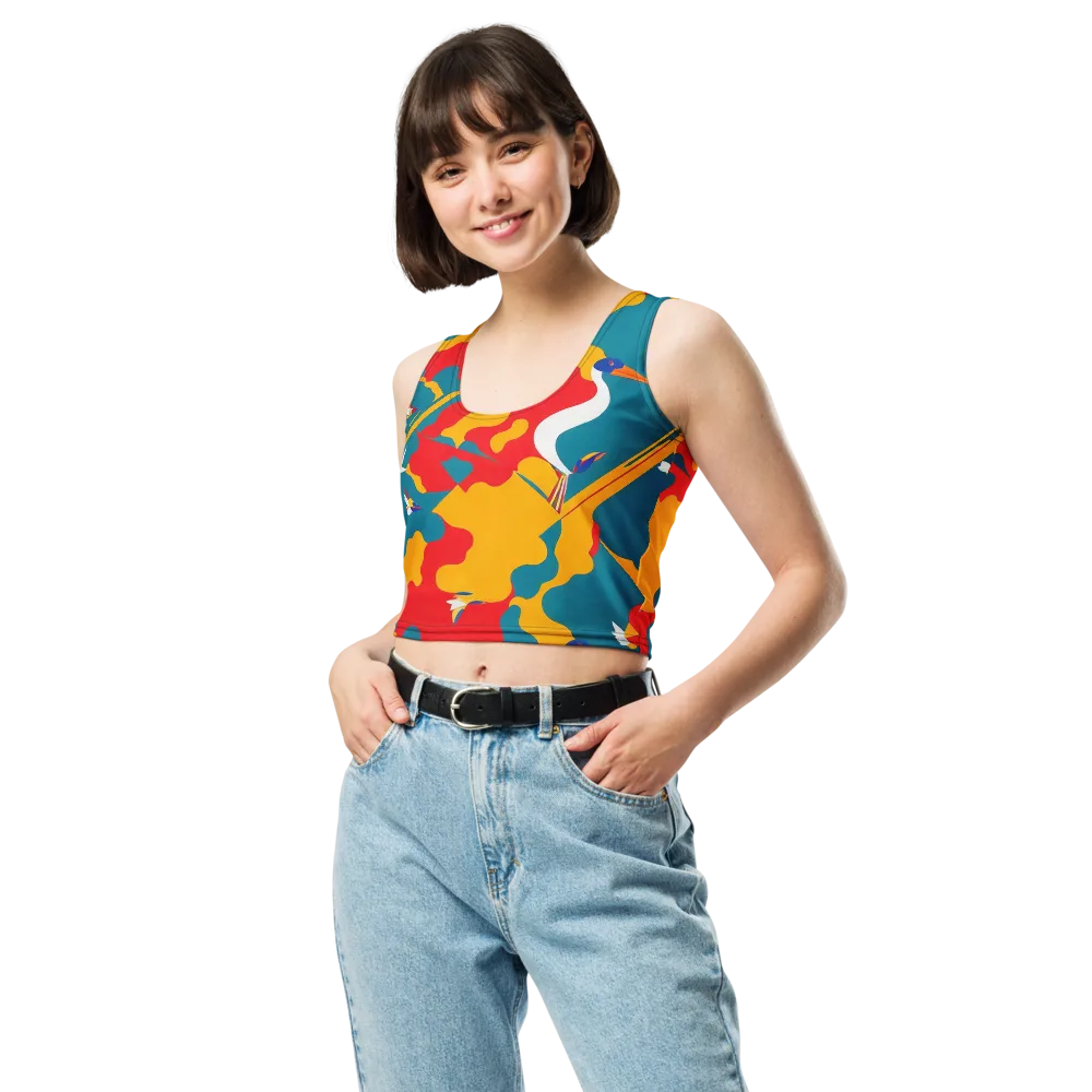 Harlequin Aviary on Crop Top — Front