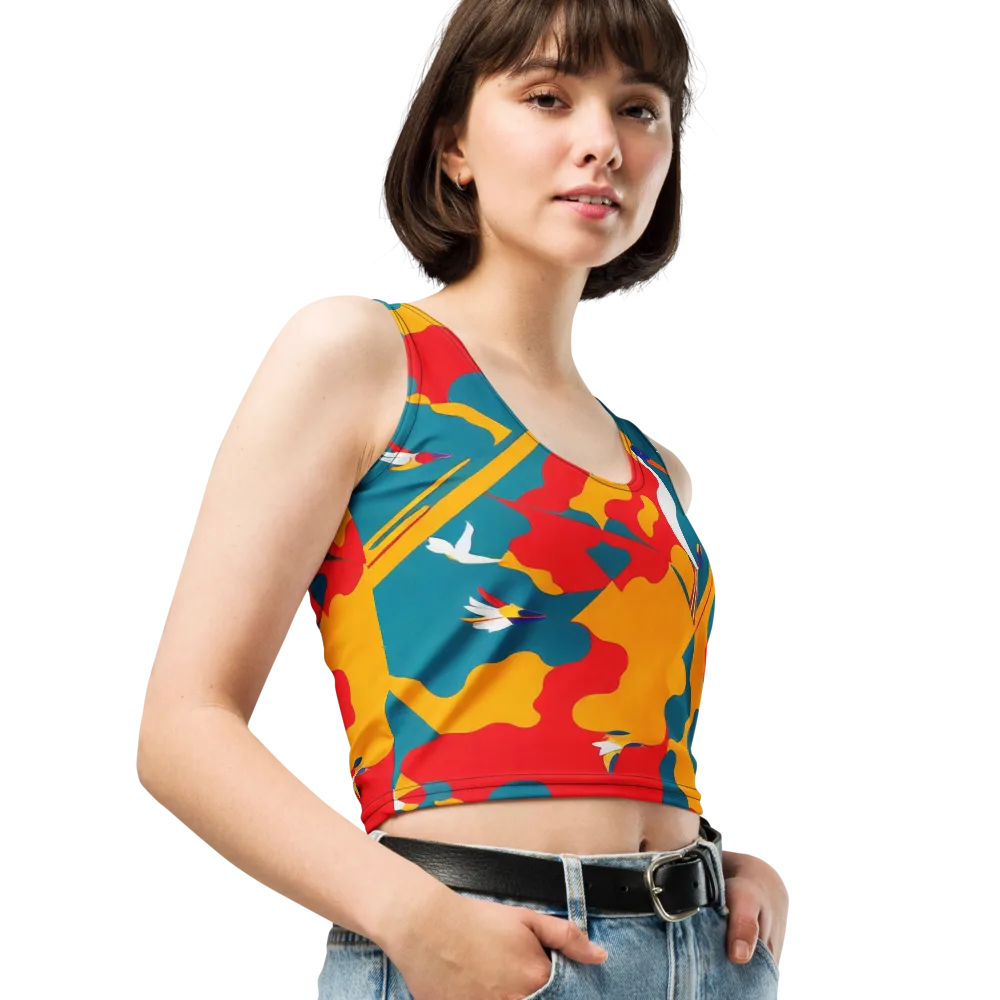 Harlequin Aviary on Crop Top — Right Front