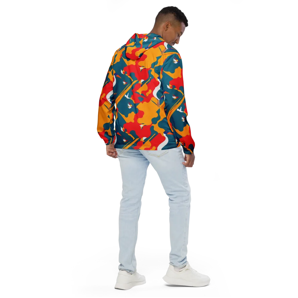 Harlequin Aviary on Men's Windbreaker — Back
