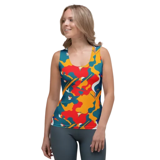 Harlequin Aviary on a Women's Tank Top