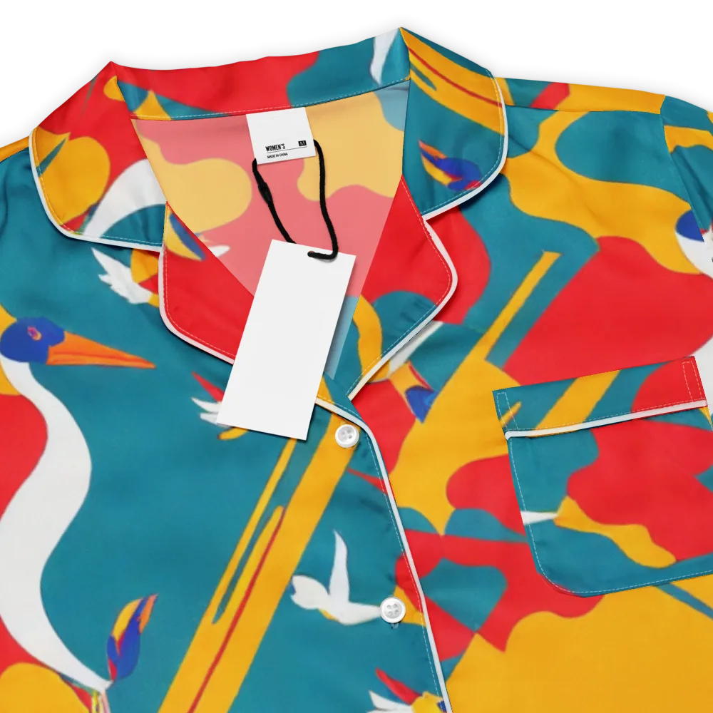 Harlequin Aviary on Women's Short Sleeve Pajama Top — Product details