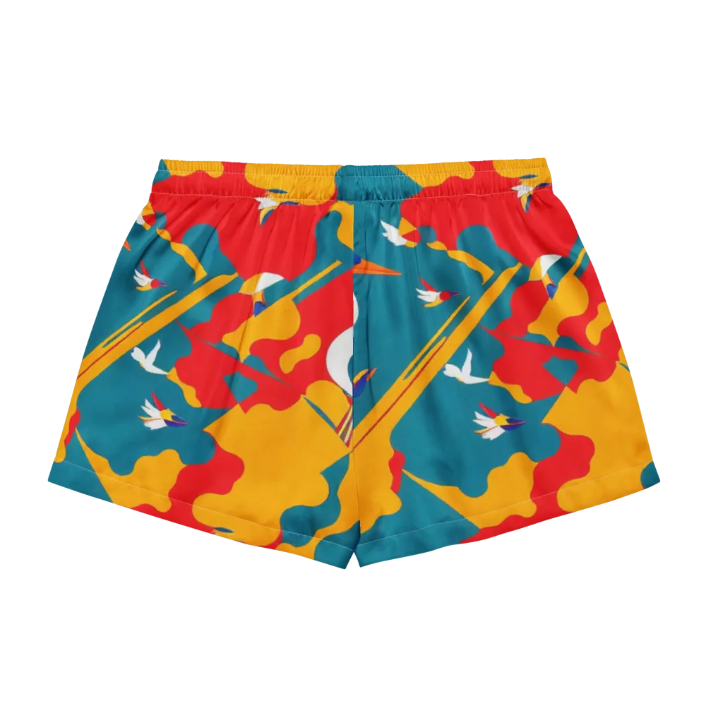 Harlequin Aviary on Women's Pajama Shorts — Back