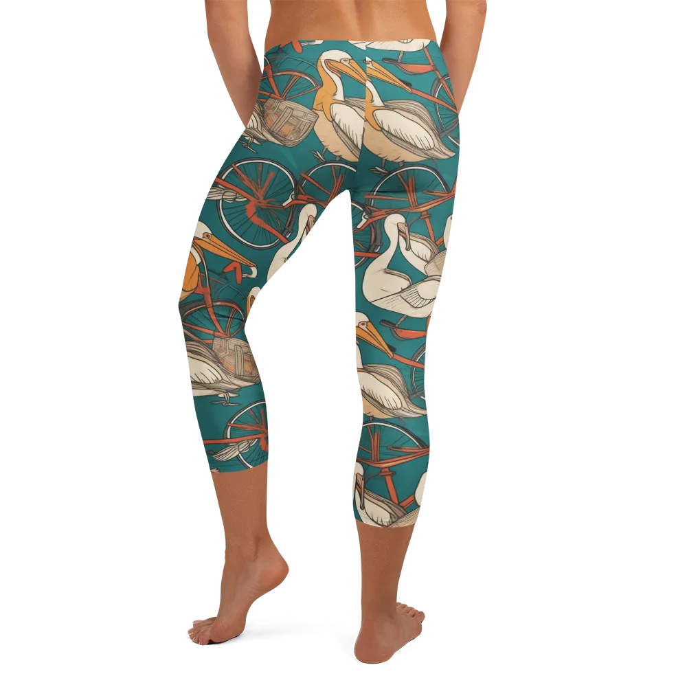 Teal Migration on Capri Leggings — Back