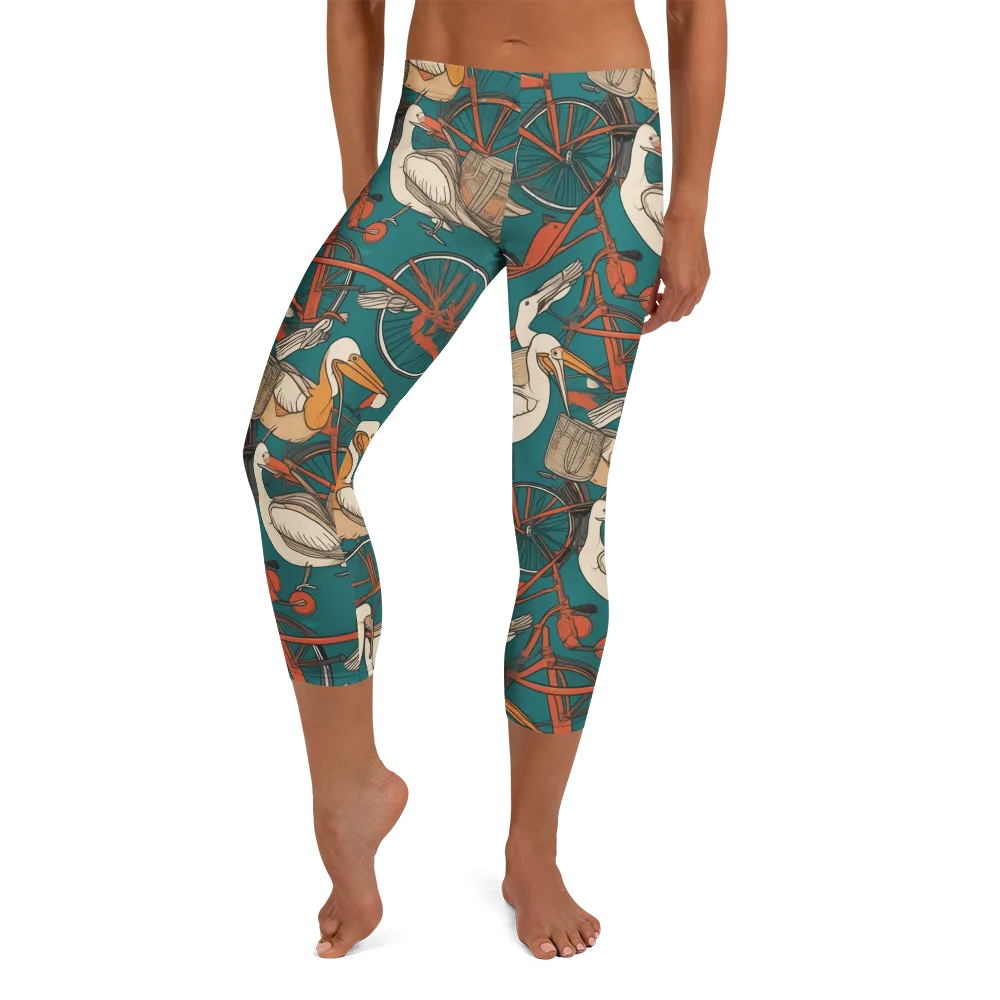 Teal Migration on Capri Leggings — Front