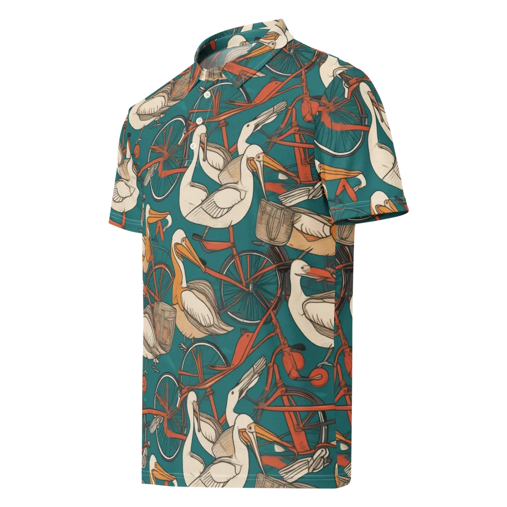 Teal Migration on Men's Slim Fit Polo Shirt — Left Front