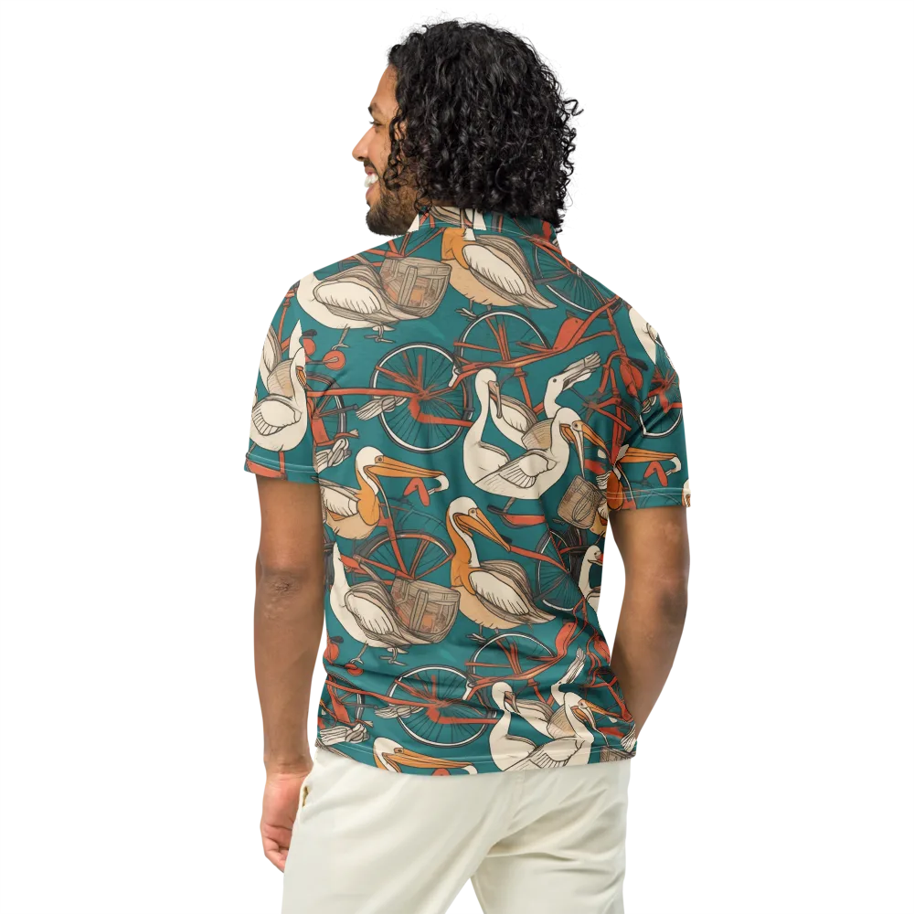 Teal Migration on Men's Slim Fit Polo Shirt — Back