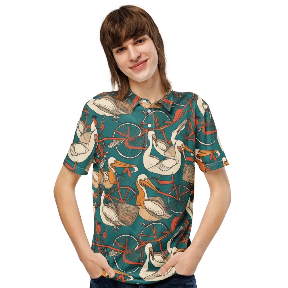 Teal Migration on Men's Slim Fit Polo Shirt — Front
