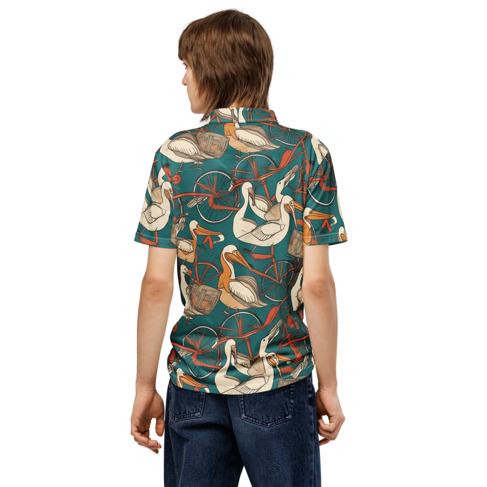 Teal Migration on Men's Slim Fit Polo Shirt — Back