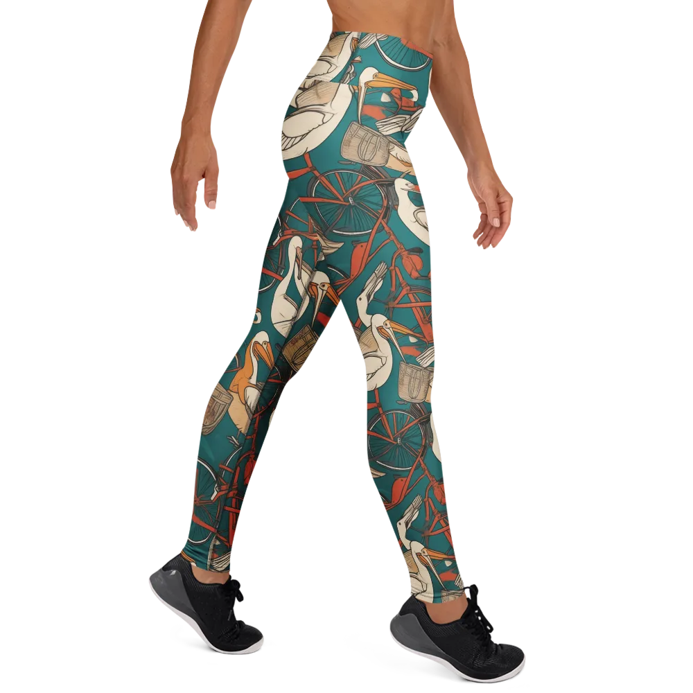 Teal Migration on Yoga Leggings — Right