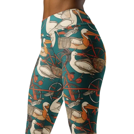 Teal Migration on a Yoga Leggings