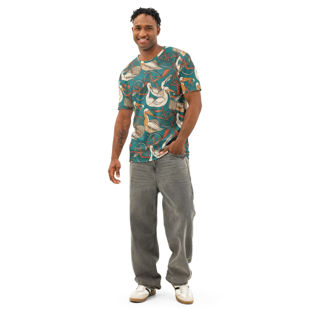 Teal Migration on Men's Cotton Crew Neck T-Shirt — Front