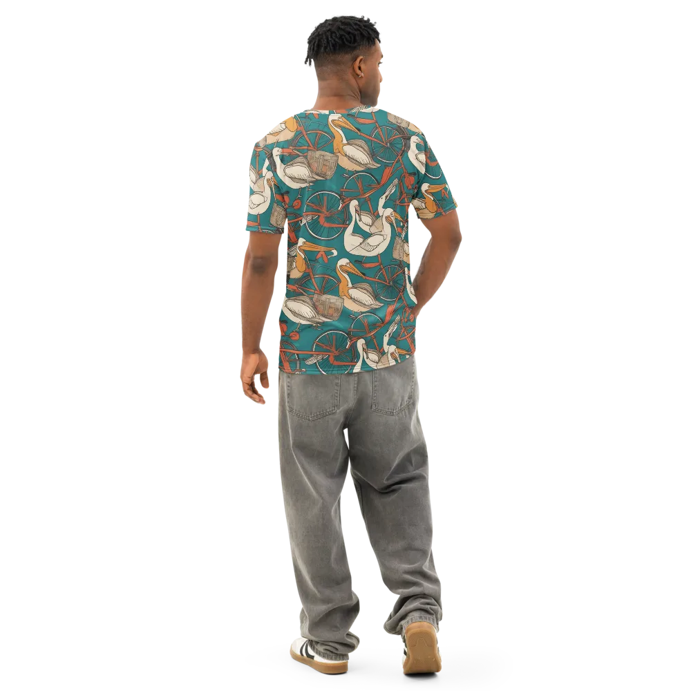 Teal Migration on Men's Cotton Crew Neck T-Shirt — Back