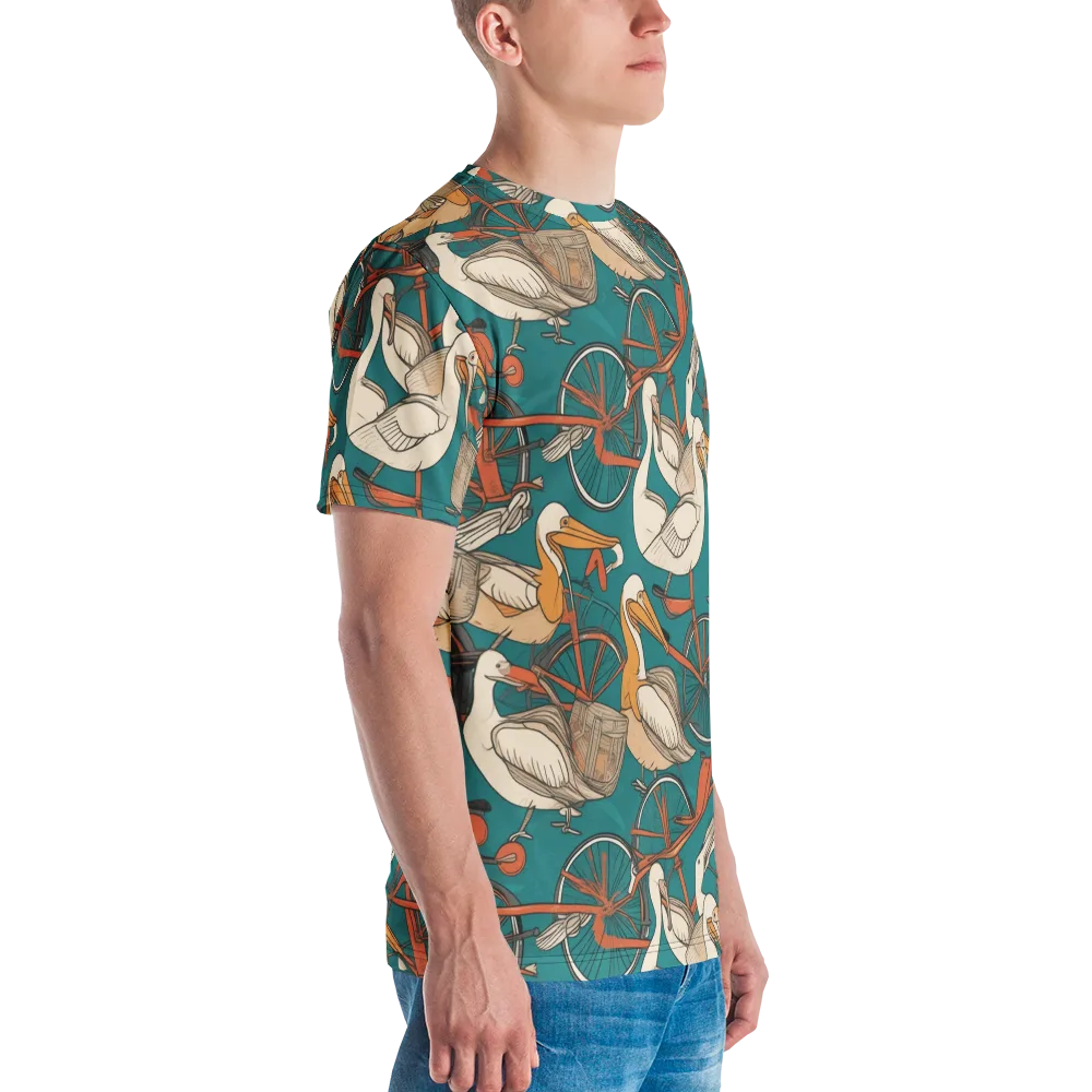 Teal Migration on Men's Crew Neck T-Shirt — Right
