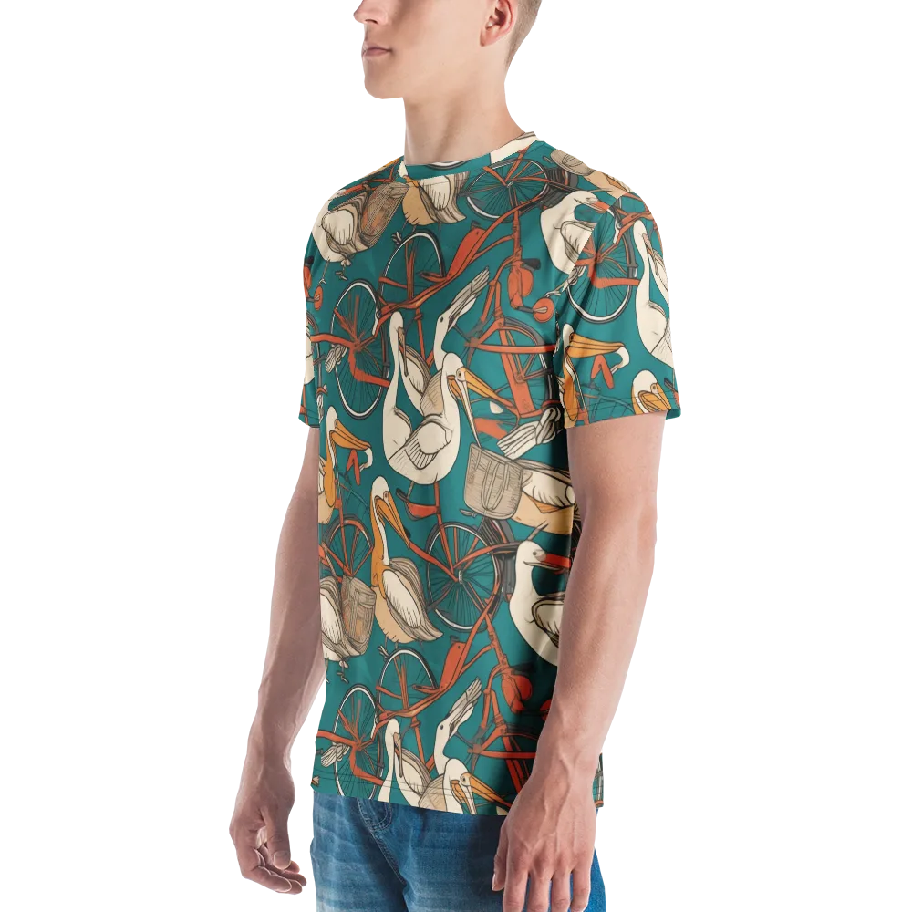 Teal Migration on Men's Crew Neck T-Shirt — Left