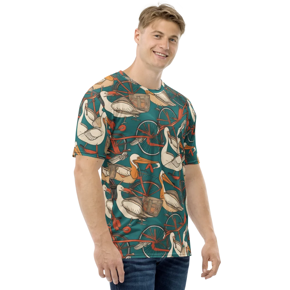 Teal Migration on Men's Crew Neck T-Shirt — Right