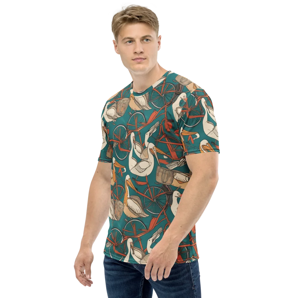 Teal Migration on Men's Crew Neck T-Shirt — Left