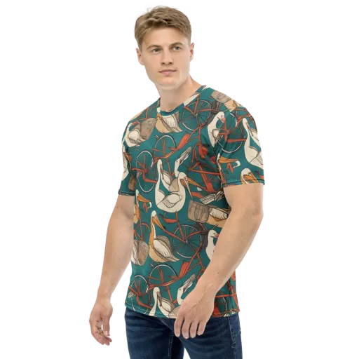 Teal Migration on a Men's Crew Neck T-Shirt