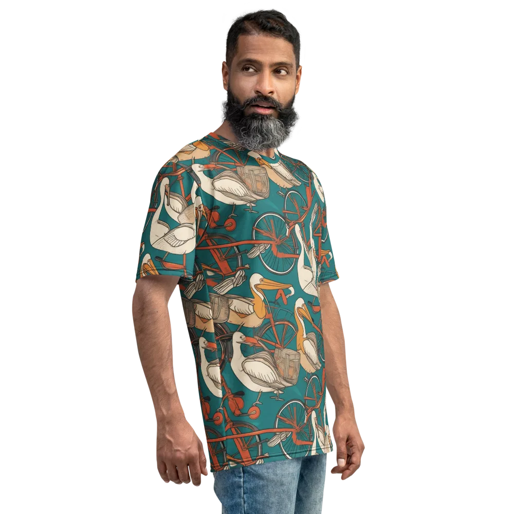 Teal Migration on Men's Crew Neck T-Shirt — Right