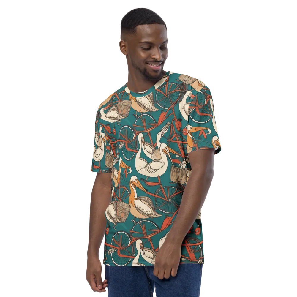 Teal Migration on Men's Crew Neck T-Shirt — Left
