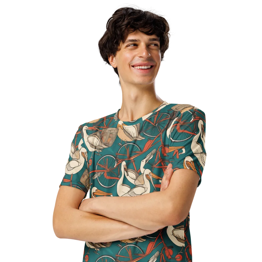 Teal Migration on Men's Crew Neck T-Shirt — Left Front