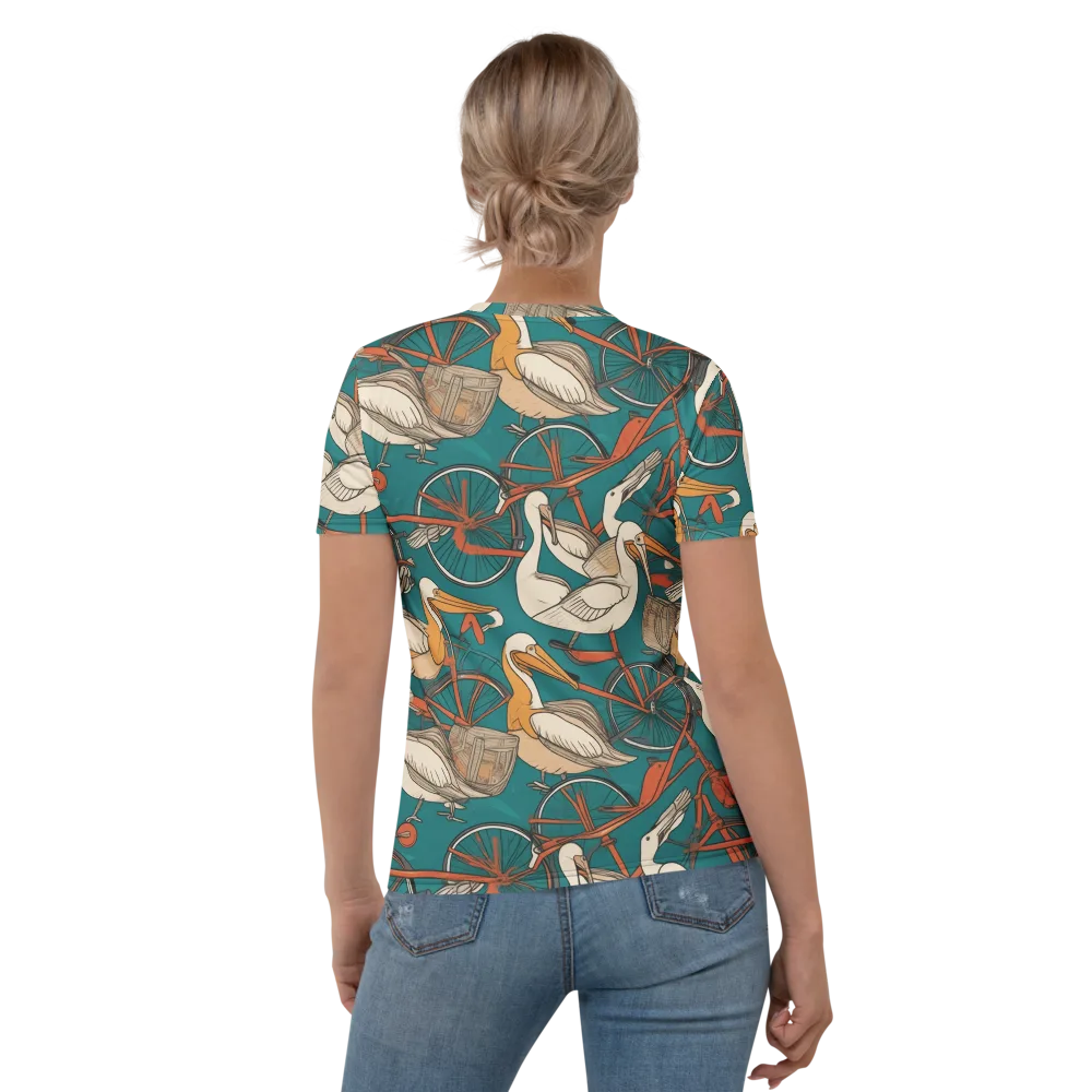 Teal Migration on Women's Crew Neck T-Shirt — Back