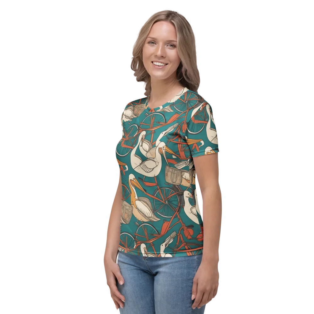 Teal Migration on Women's Crew Neck T-Shirt — Left