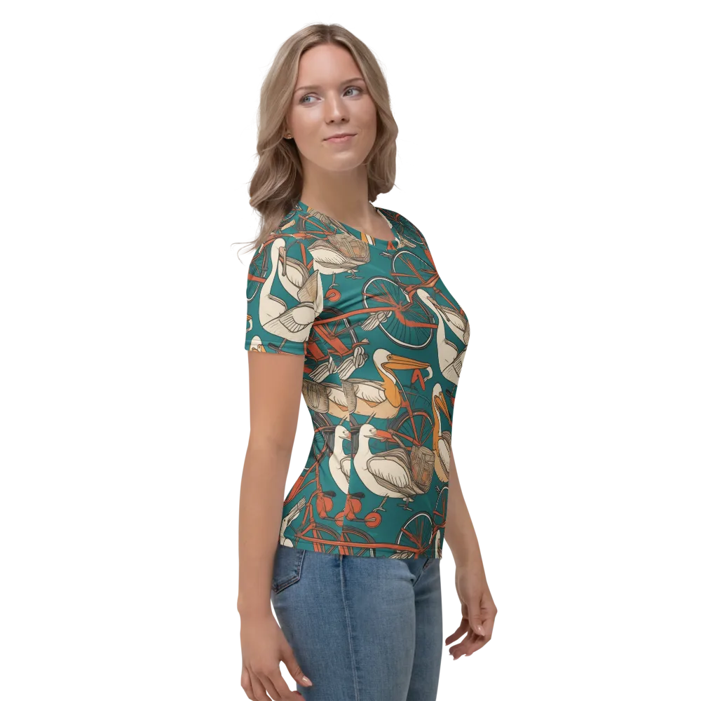 Teal Migration on Women's Crew Neck T-Shirt — Right