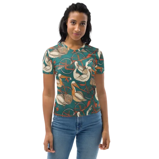 Teal Migration on a Women's Crew Neck T-Shirt