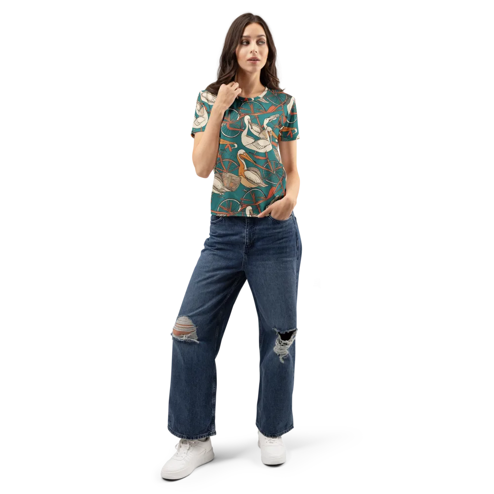 Teal Migration on Women's Crew Neck T-Shirt — Front
