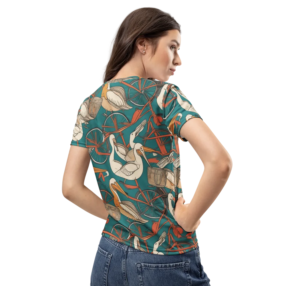 Teal Migration on Women's Crew Neck T-Shirt — Back
