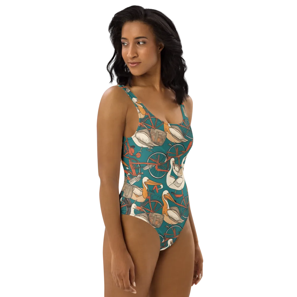 Teal Migration on One-Piece Swimsuit — Right
