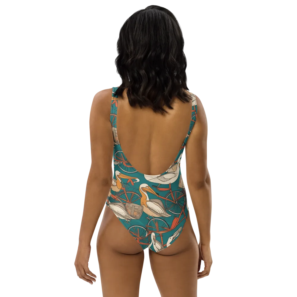 Teal Migration on One-Piece Swimsuit — Back