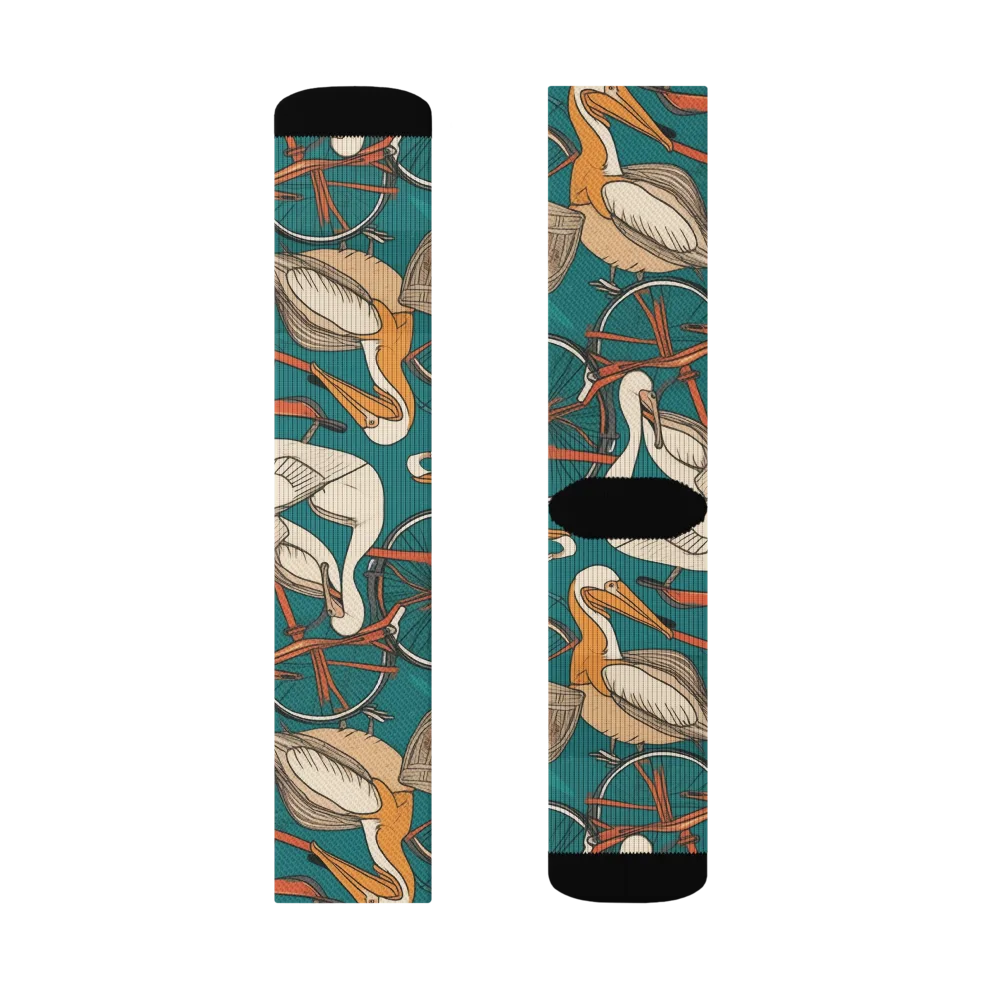 Teal Migration on Socks — Right Sock