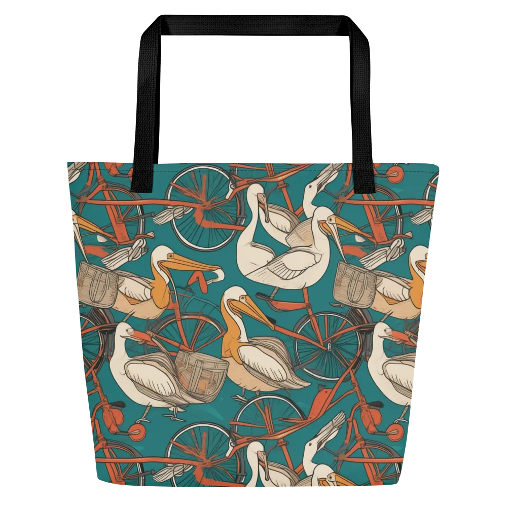 Teal Migration on Large Tote Bag W/ Pocket — Front