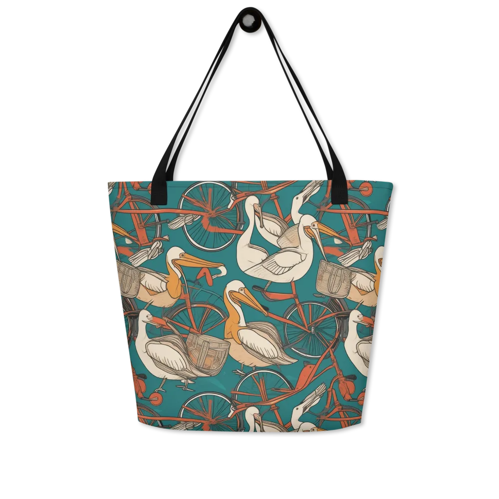 Teal Migration on Large Tote Bag W/ Pocket — Front