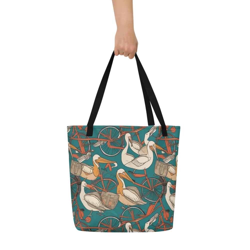 Teal Migration on Large Tote Bag W/ Pocket — Front