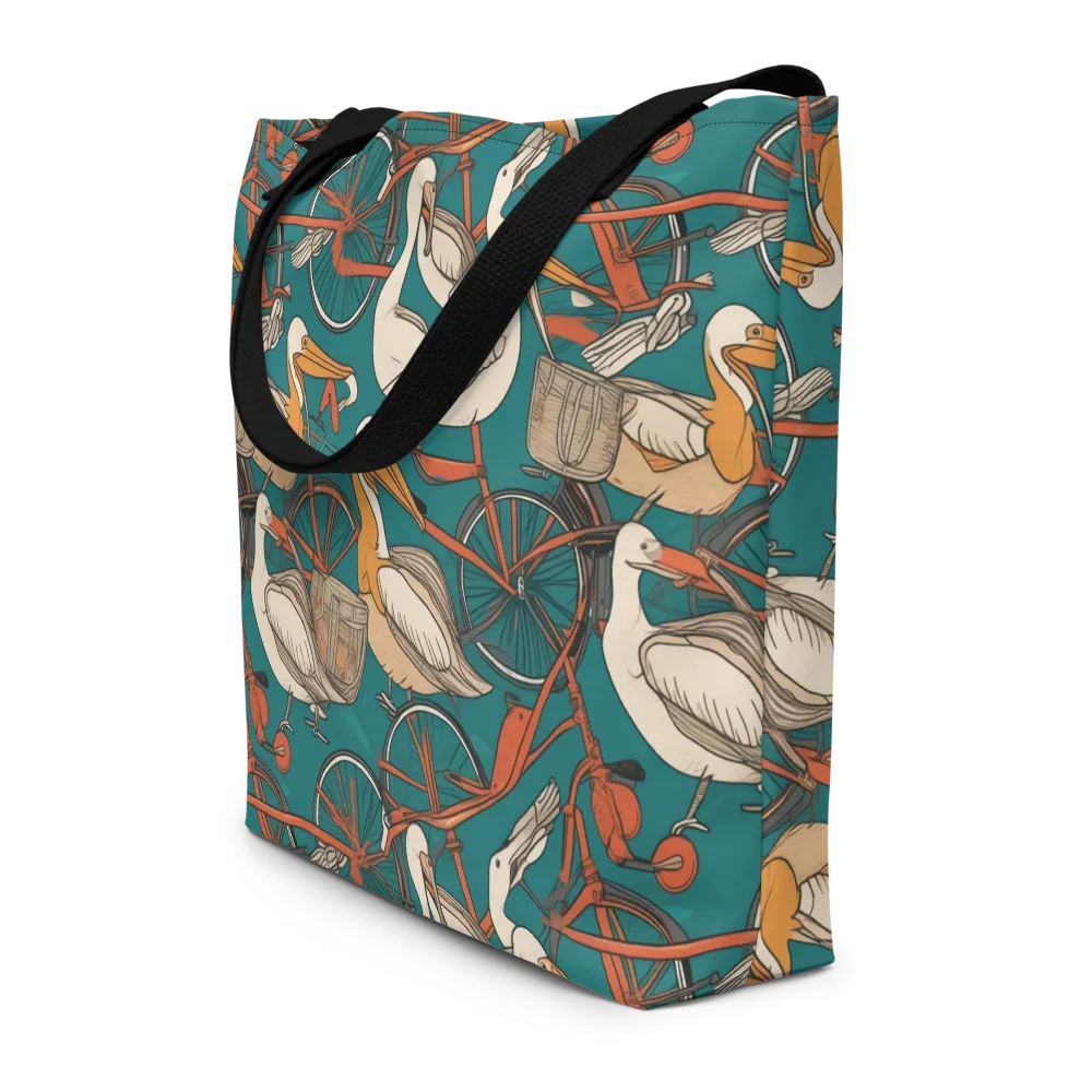 Teal Migration on Large Tote Bag W/ Pocket — Front