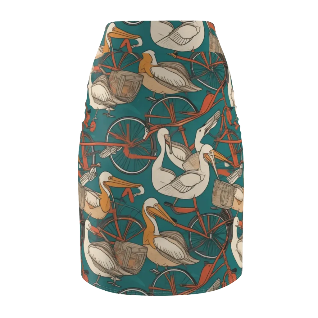 Teal Migration on Pencil Skirt — Back