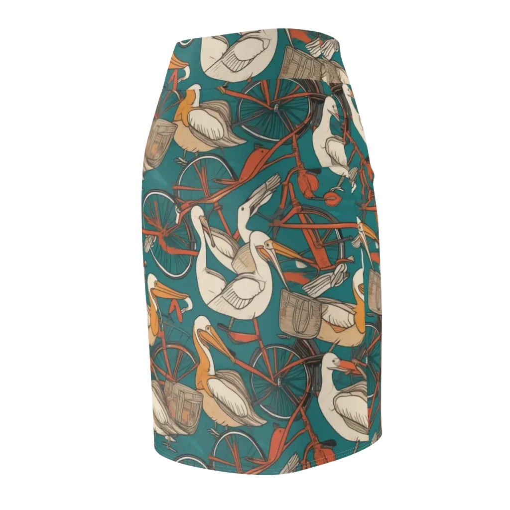 Teal Migration on Pencil Skirt — Back Side