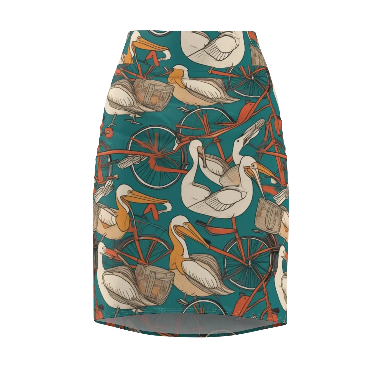Teal Migration on Pencil Skirt — Front