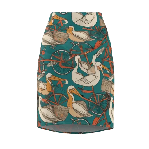 Teal Migration on a Pencil Skirt