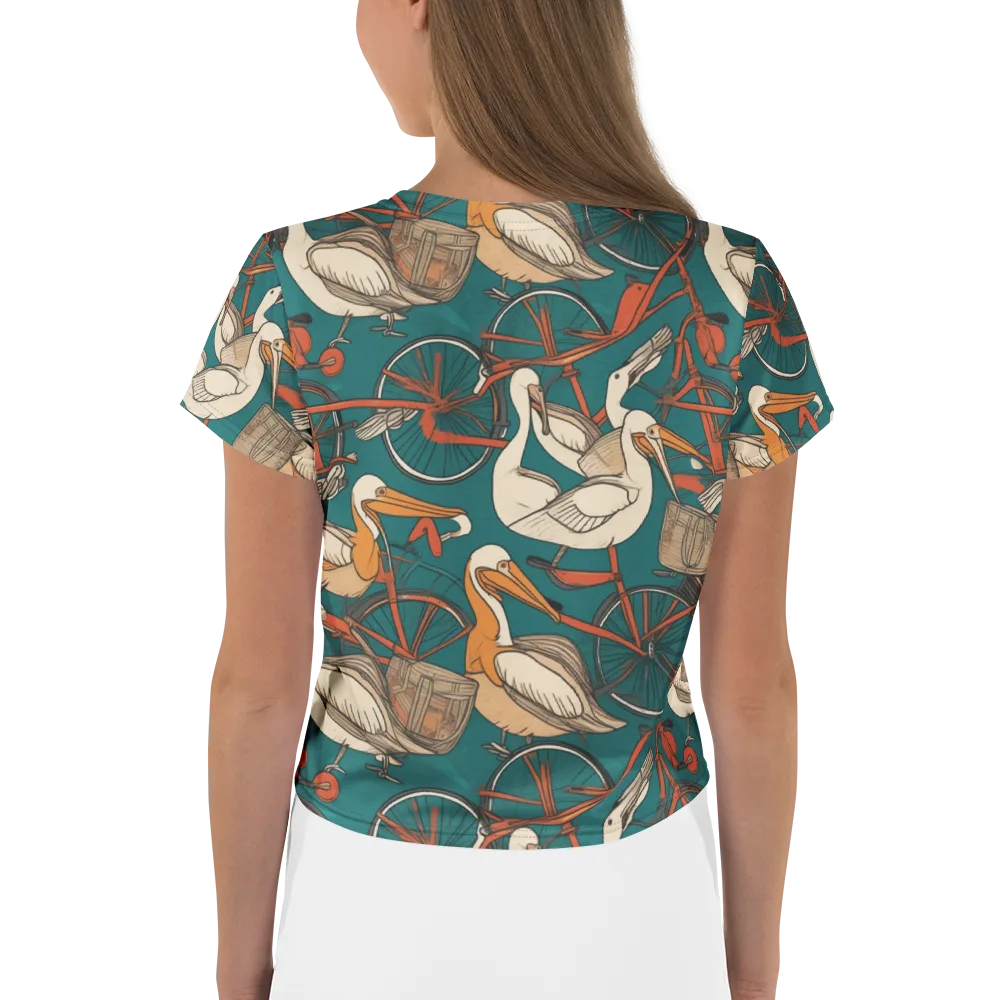 Teal Migration on Crop Tee — Back