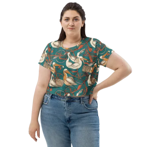 Teal Migration on a Crop Tee