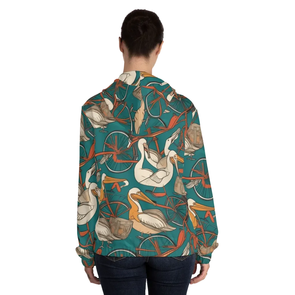 Teal Migration on Women's Full-Zip Hoodie — Back On Person