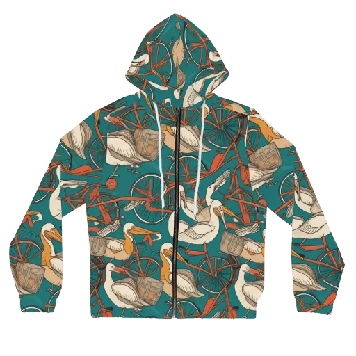 Teal Migration on a Women's Full-Zip Hoodie