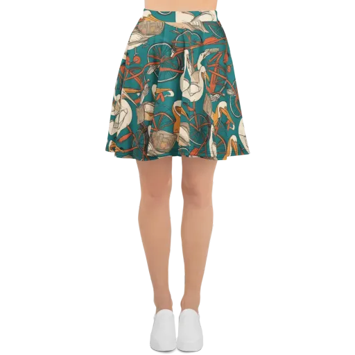 Teal Migration on a Skater Skirt