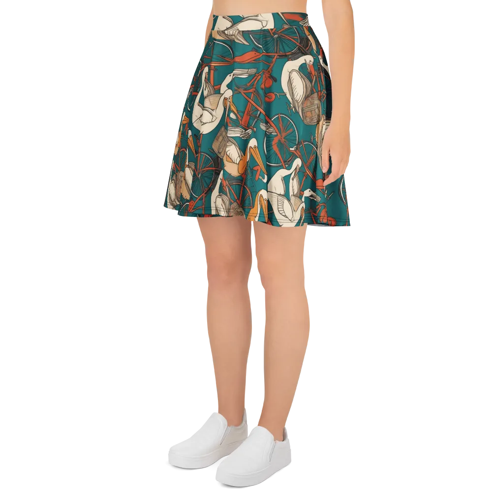 Teal Migration on Skater Skirt — Left