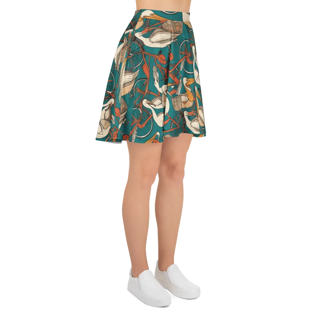 Teal Migration on Skater Skirt — Right